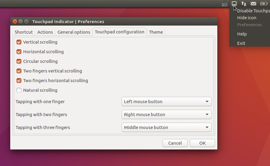 Touchpad Indicator в Ubuntu 16.04